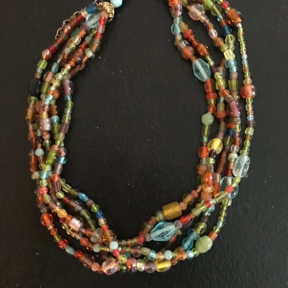 Multi color beaded necklace adjustable